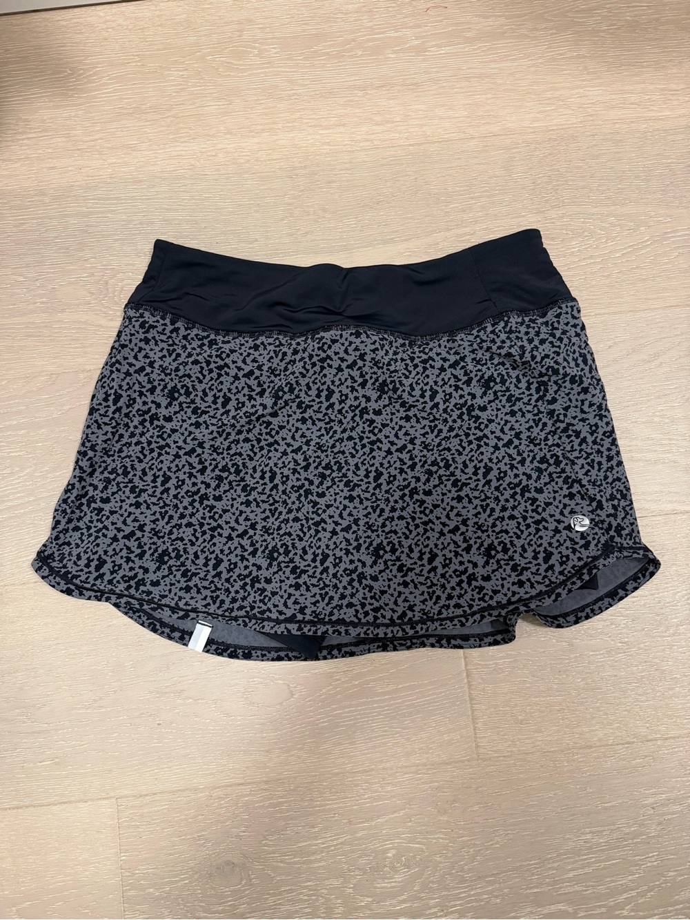 Rhoback Black & Charcoal Printed Active Skort